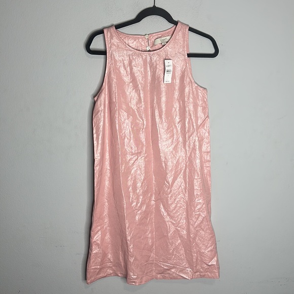 NEW Loft Linen Pink Shimmer Shift Dress w/Cutout Back - Coastal Grandma 2 - Picture 5 of 8